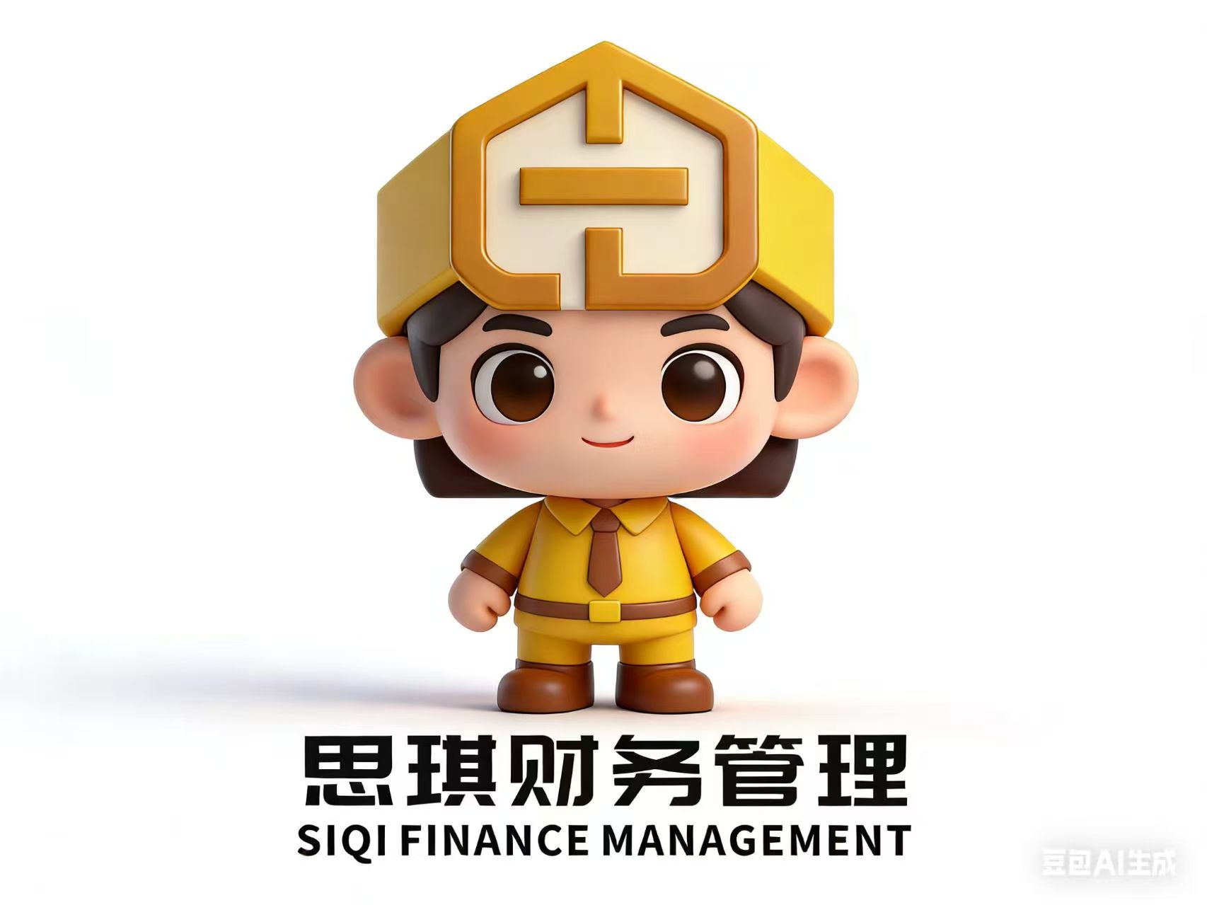 思琪财务管理品牌人物：金色帽子与制服的卡通形象